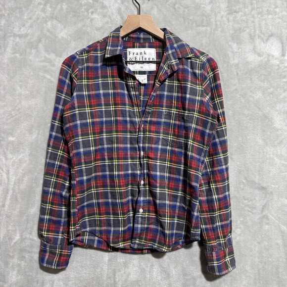 Frank & Eileen Tops - Frank & Eileen Shirt Womens XS Blue Red Plaid Barry Button Up Italy Flannel Soft